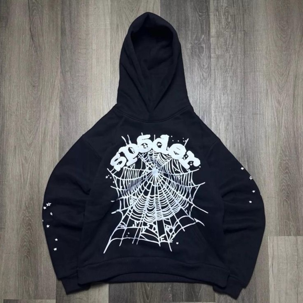 Sp5der Web Hoodie – Black with Stars